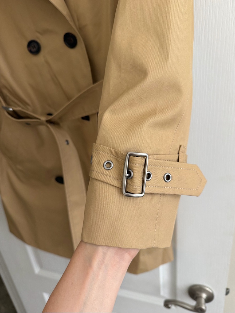 Coach Beige Double-Breasted Belted Trench Coat - Picture 13 of 15